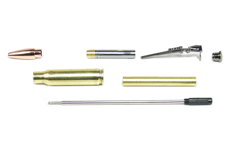Real Cartridge Case Pen Kit - 308 Brass and Gunmetal
