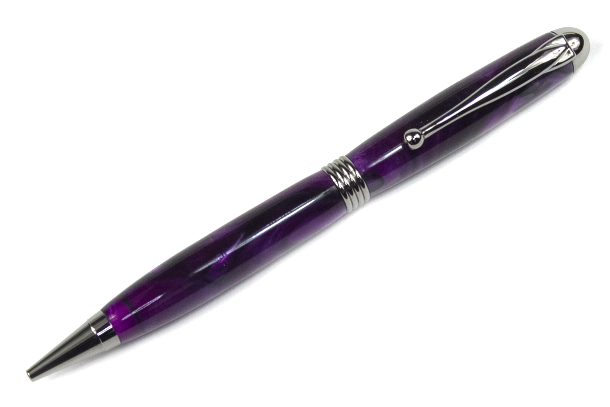 Streamlined 7mm Round Top Euro Black Titanium Pen Kit