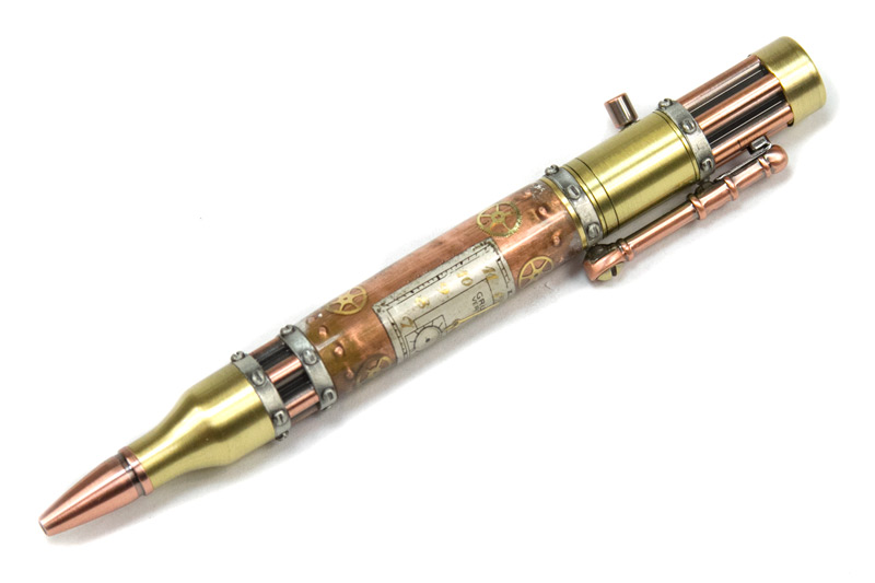 Free Shipping in USA Steampunk Bolt Action Pen with Spalted Tamarind 