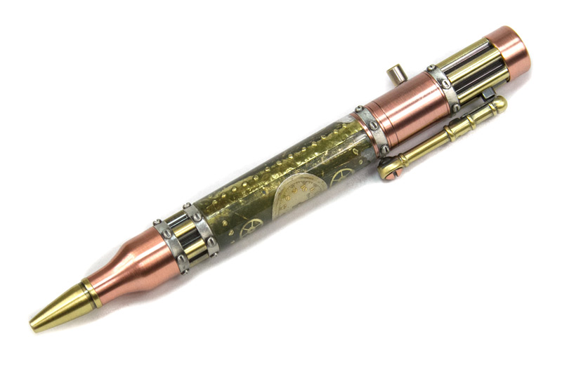 Steampunk Bolt Action Rifle Pen Kit - Antique Copper and Antique Brass