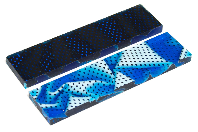Blue Topaz Water Mesh Knife Scales - 1/3 x 1.5 x 5 - 2 pieces