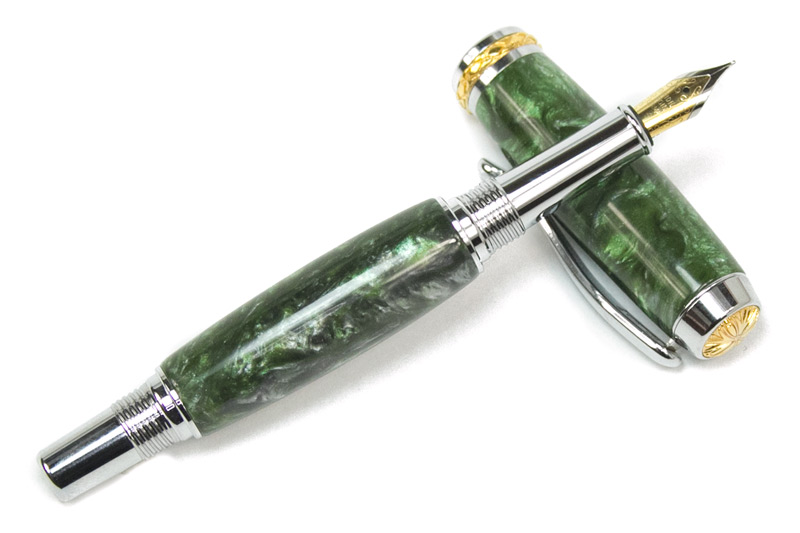 Triton Chrome with Titanium Gold Accents Fountain Pen Kit